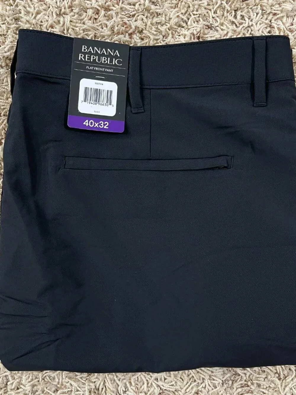 Banana Republic Men's Flat Front Pants Black, Size 40x32 (New)